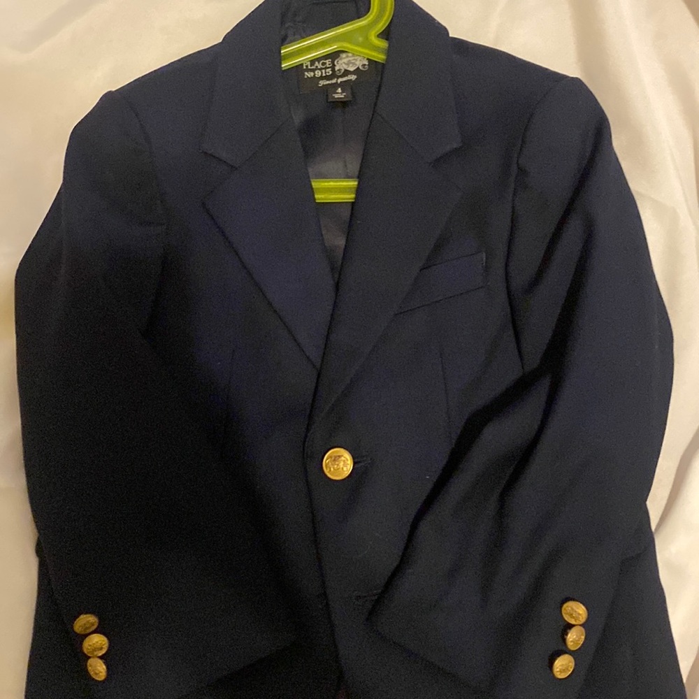 Boys Navy Blue Blazer with Embellished Buttons